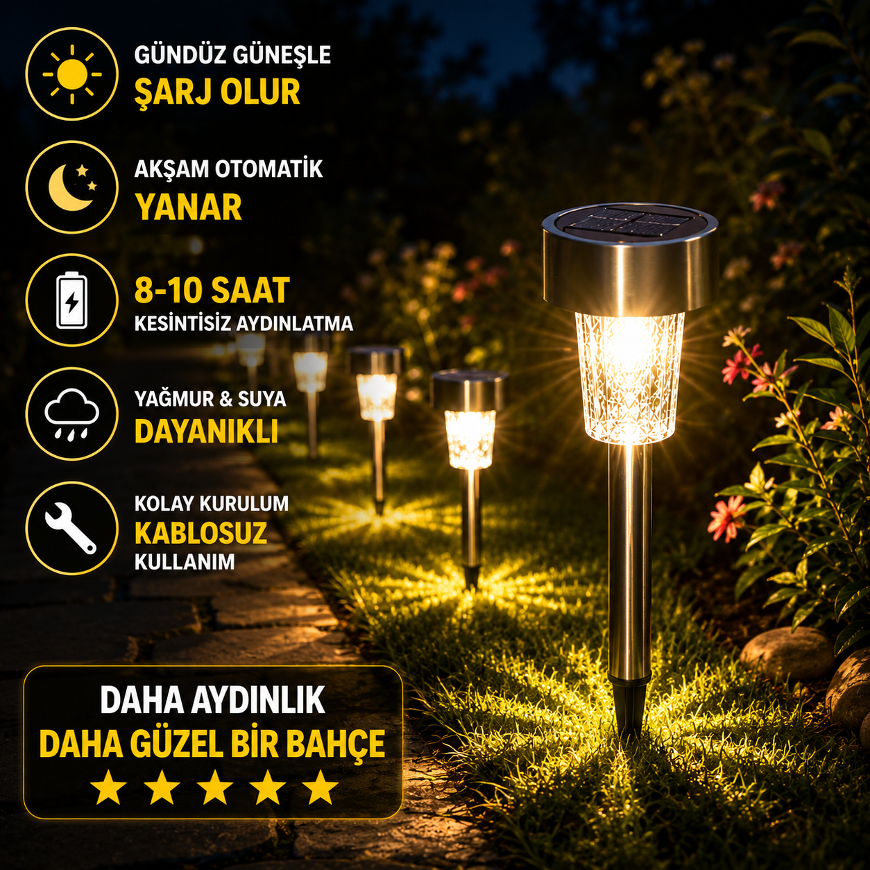 SOLAR BAHÇE ÇUBUK LAMBA