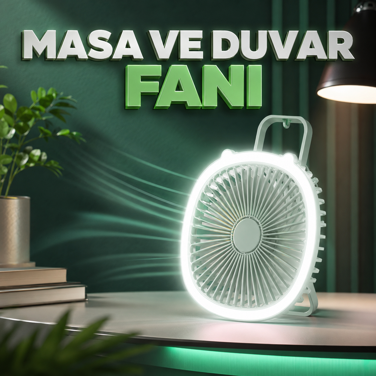 ŞARJLI LEDLİ MASAÜSTÜ FAN
