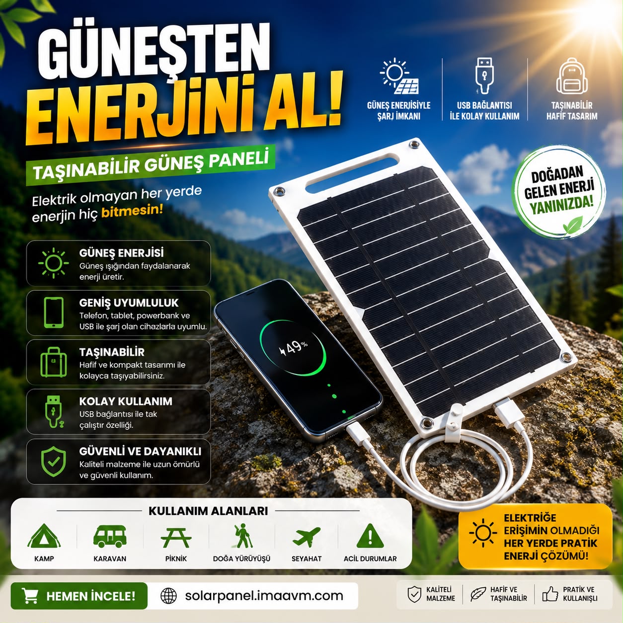 PORTATİF GÜNEŞ ENERJİ PANELİ
