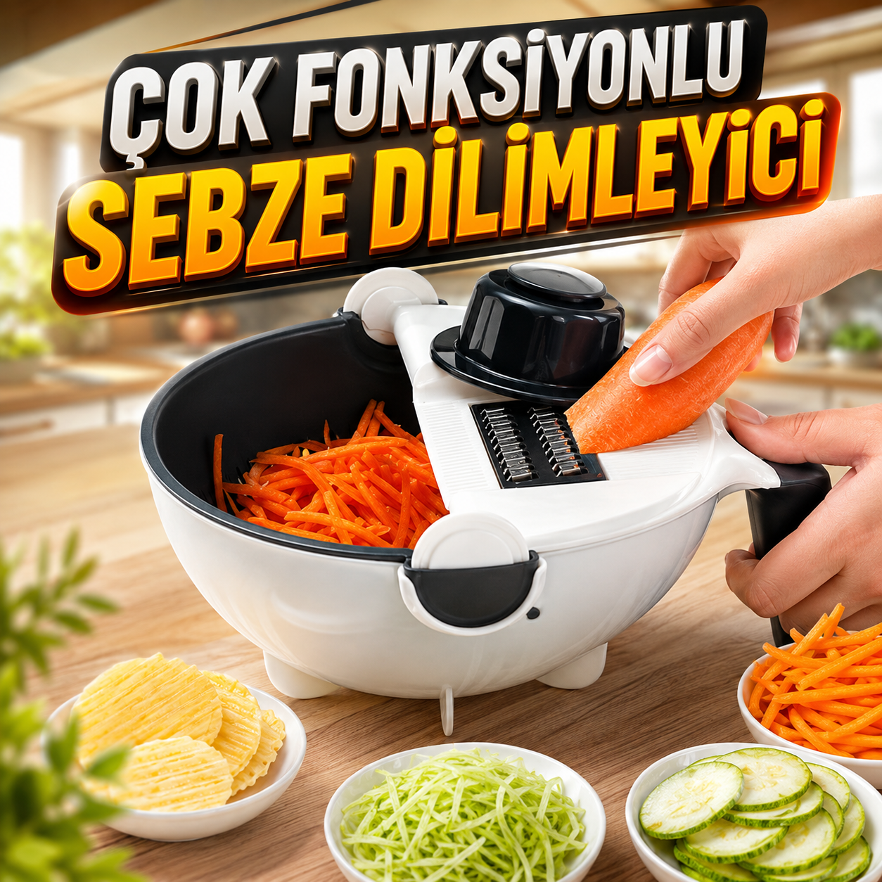 ÇOK FONKSİYONLU YUVARLAK SEBZE DİLİMLEYİCİ